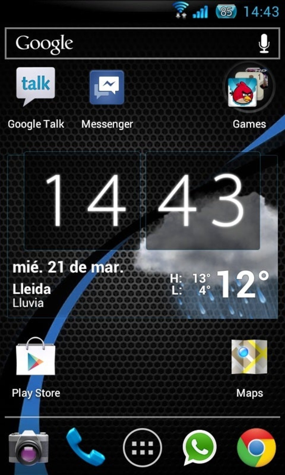Una de mis pantallas Android con Nova Launcher
