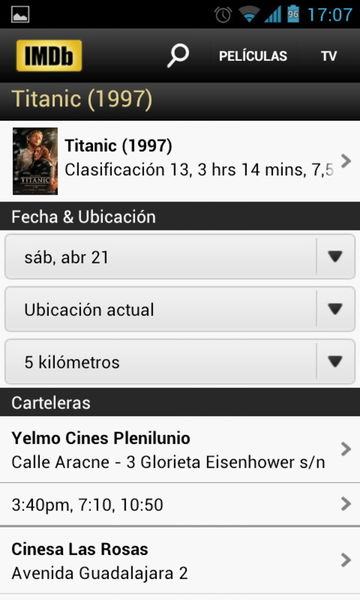 IMDb smartphone detalle película