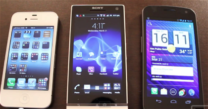 Duelo de pantallas en vídeo: Galaxy Nexus Vs Xperia S Vs iPhone 4S