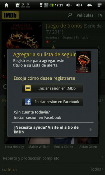 IMDb smartphone Redes sociales