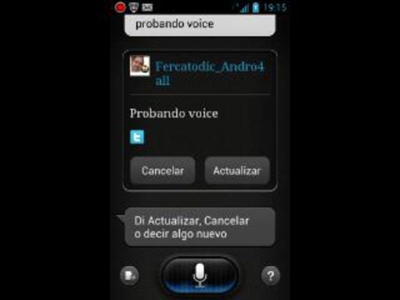S-Voice actualizando Twitter
