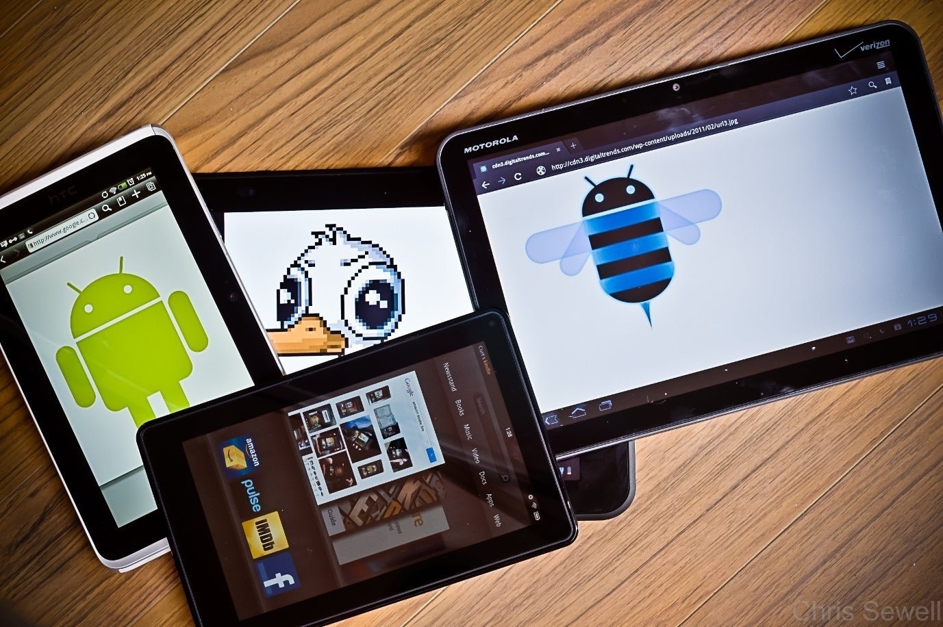 Varias tablets android con diferentes versiones