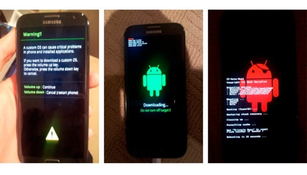 Avisos del bootloader del Samsung Galaxy Note II