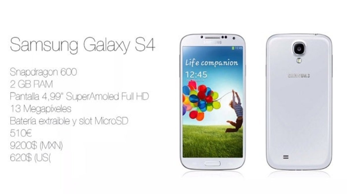 Especificaciones del Samsung Galaxy S4