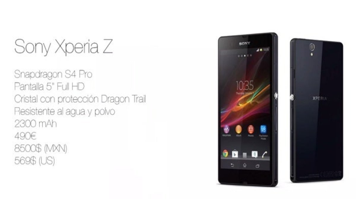 Especificaciones del Sony Xperia Z