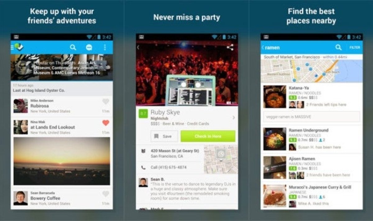 Foursquare para Android estrena nueva interfaz