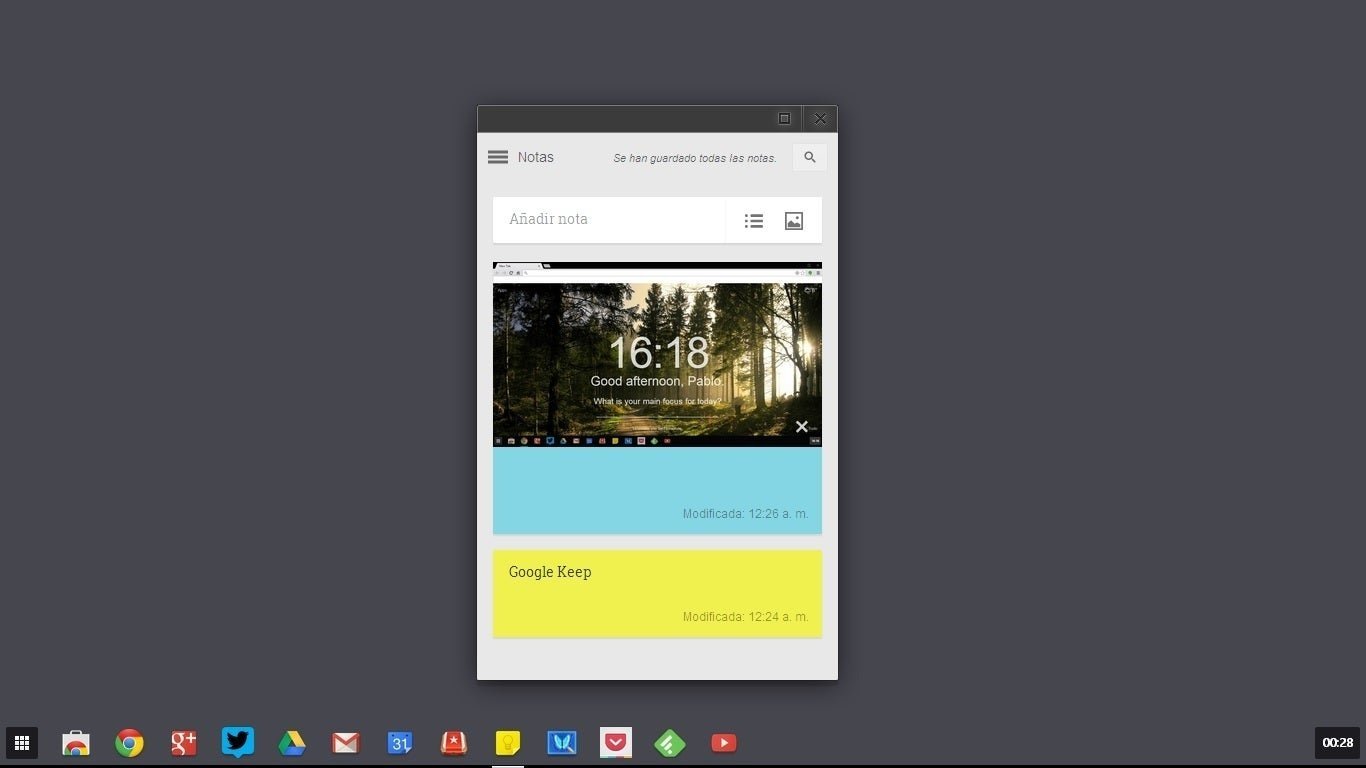 Formato smartphone Google Keep Chrome OS