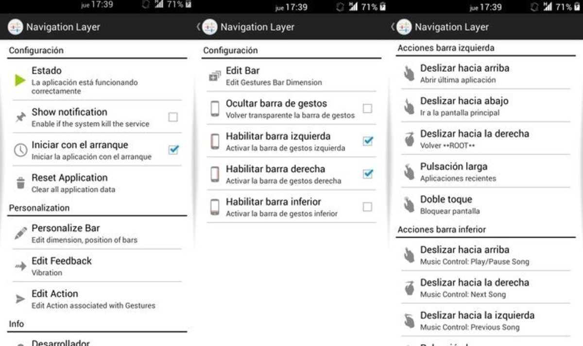 Navigation Layer ofrece muchísimas opciones de configuración para cada gesto
