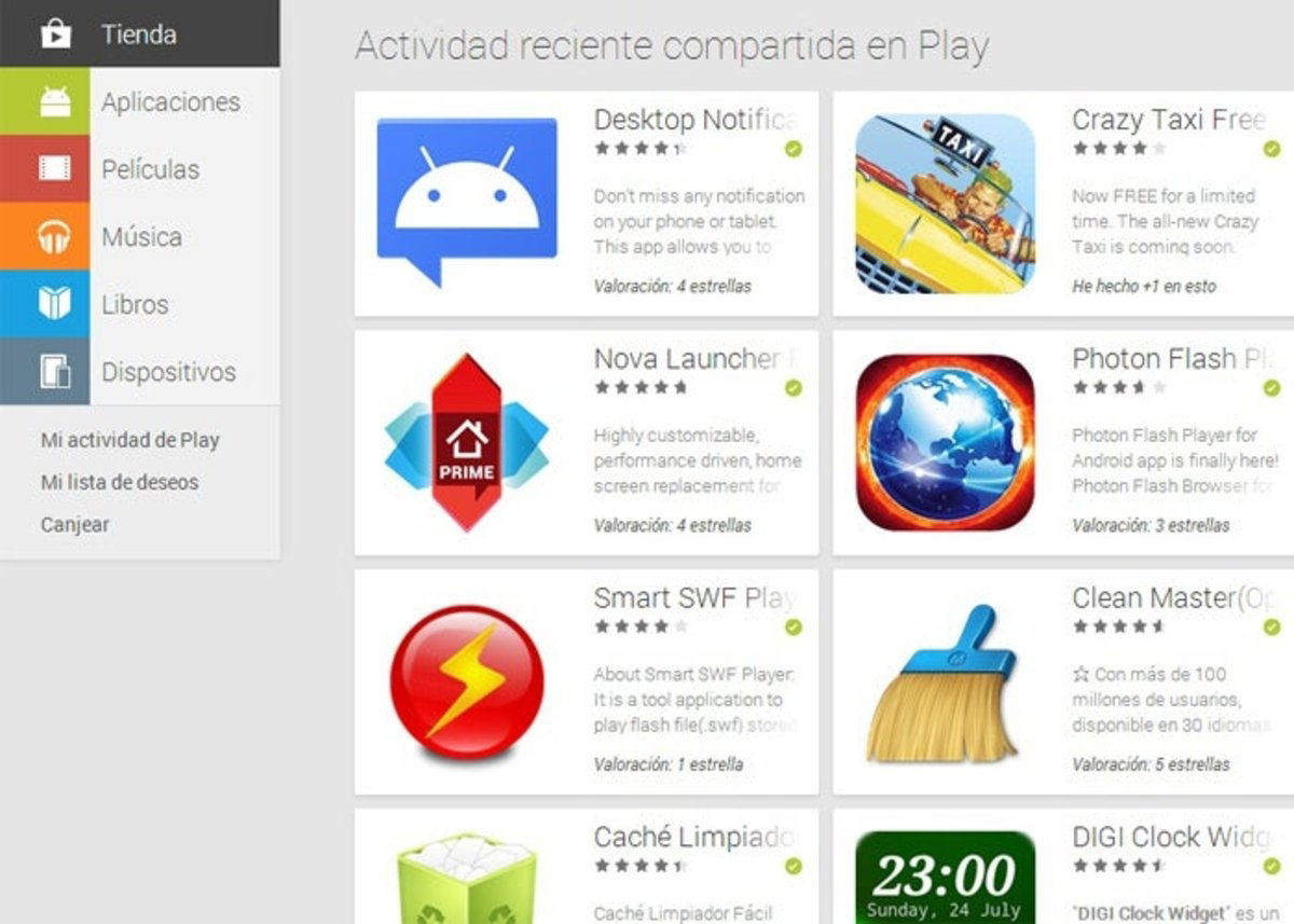 Mi Actividad de Play nueva funcionalidad de Google Play