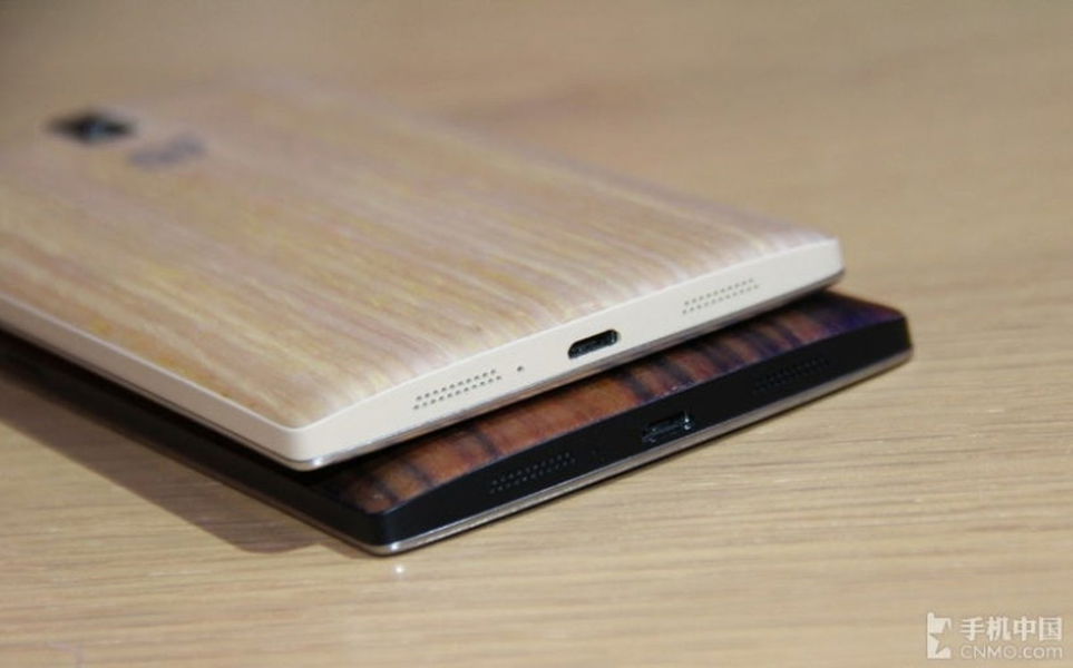 Las tapas traseras de bambú y madera del OnePlus One en detalle