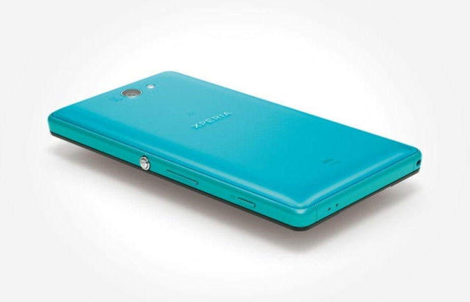 Plano trasero del Sony Xperia ZL2 azul turquesa