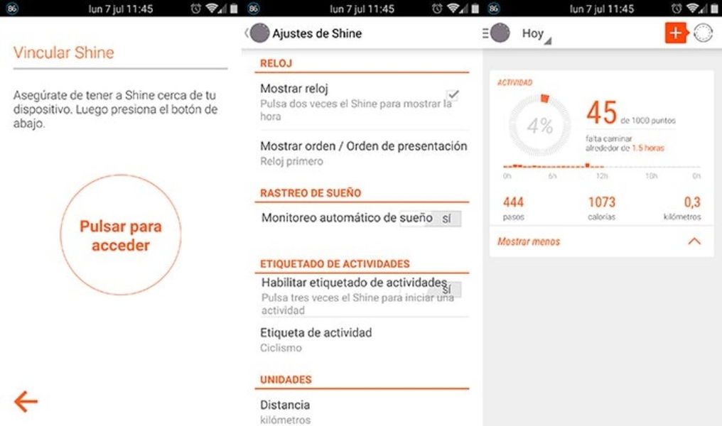 Capturas de la app Shine