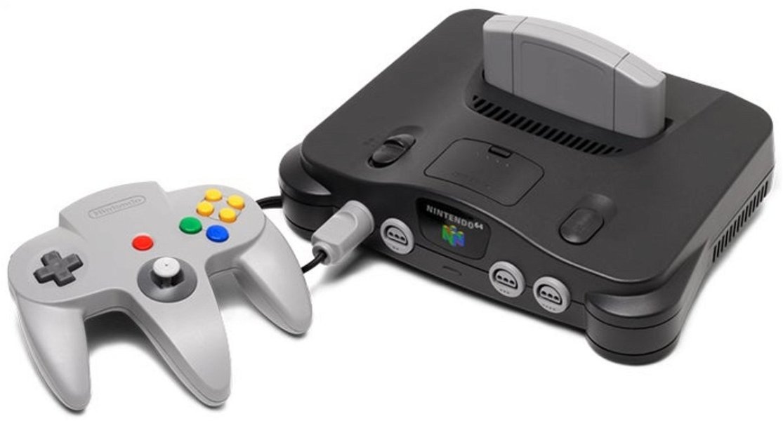 Primer plano de Nintendo 64 y su mando