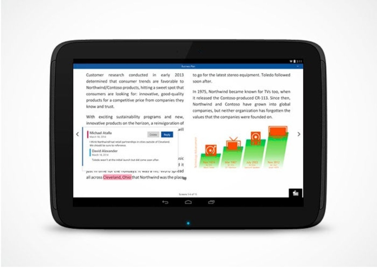 Office Word Android 2015 tablet