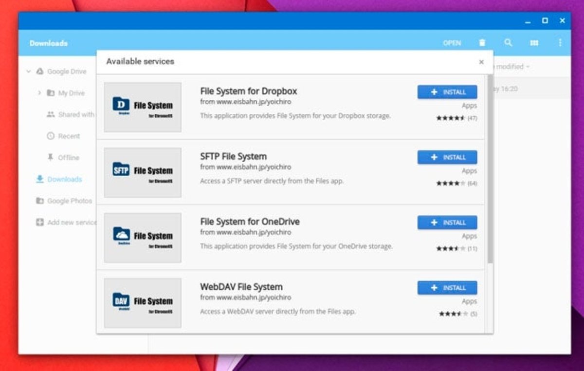 Chrome OS Onedrive, Google Drive y Dropbox