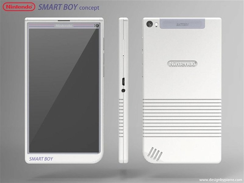 Partes frontal, trasera y lateral del Nintendo Smart Boy concept