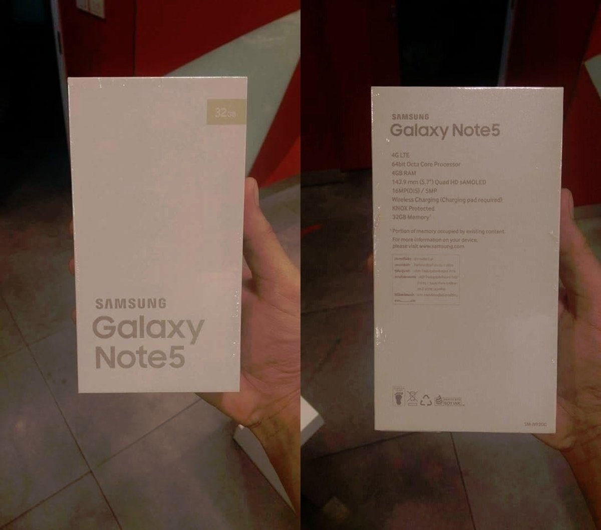 Samsung Galaxy Note 5 embalaje