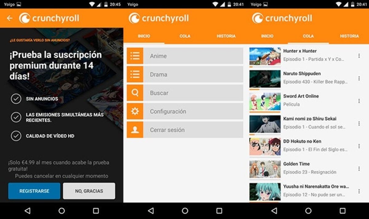 capturas de pantalla de crunchyroll para android