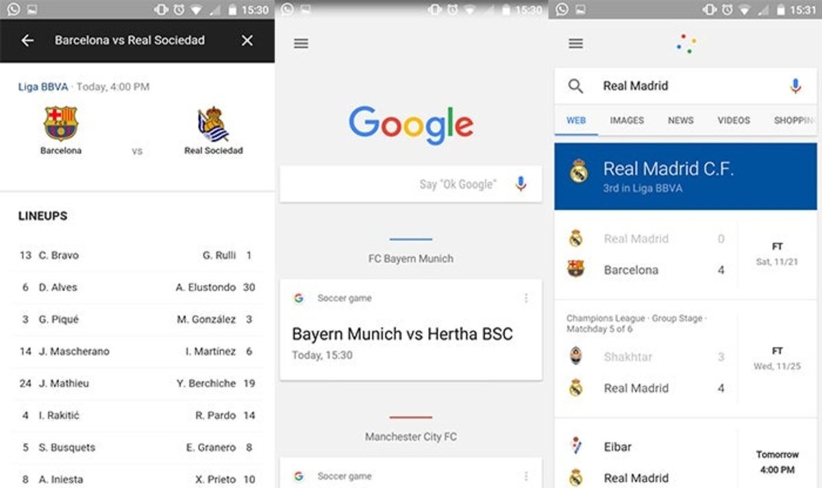 Google Now Mejores apps resultados deportivos