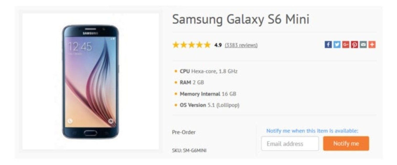 Samsung Galaxy S6 Mini en supuesta venta