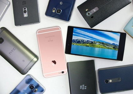 Terminales de teléfonos inteligentes en primer plano