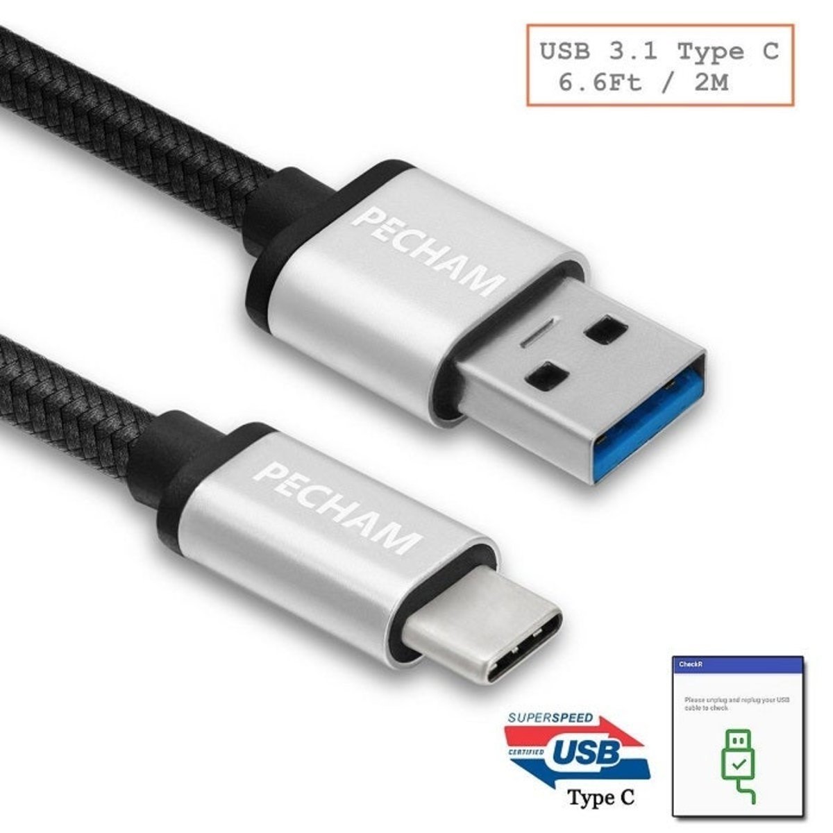 Cable USB-Tipo C de datos y carga compatible con Smartphones, table