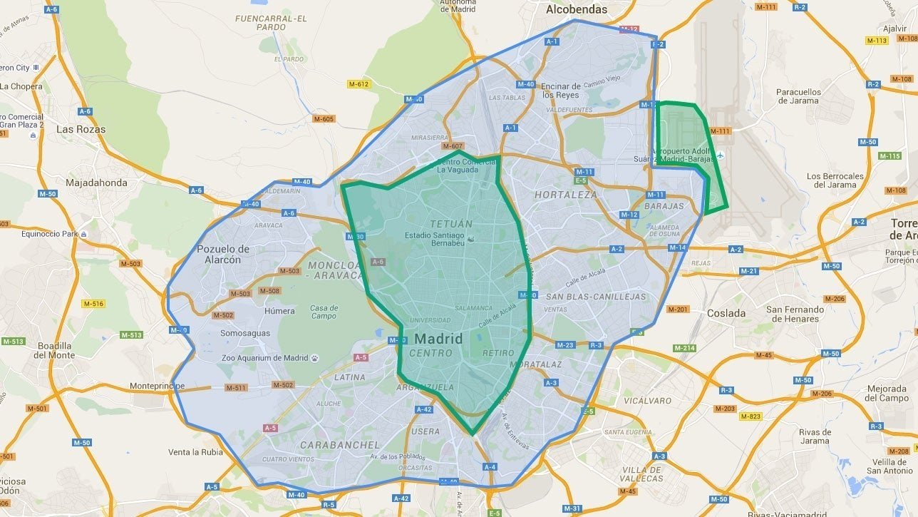 mapa uber madrid