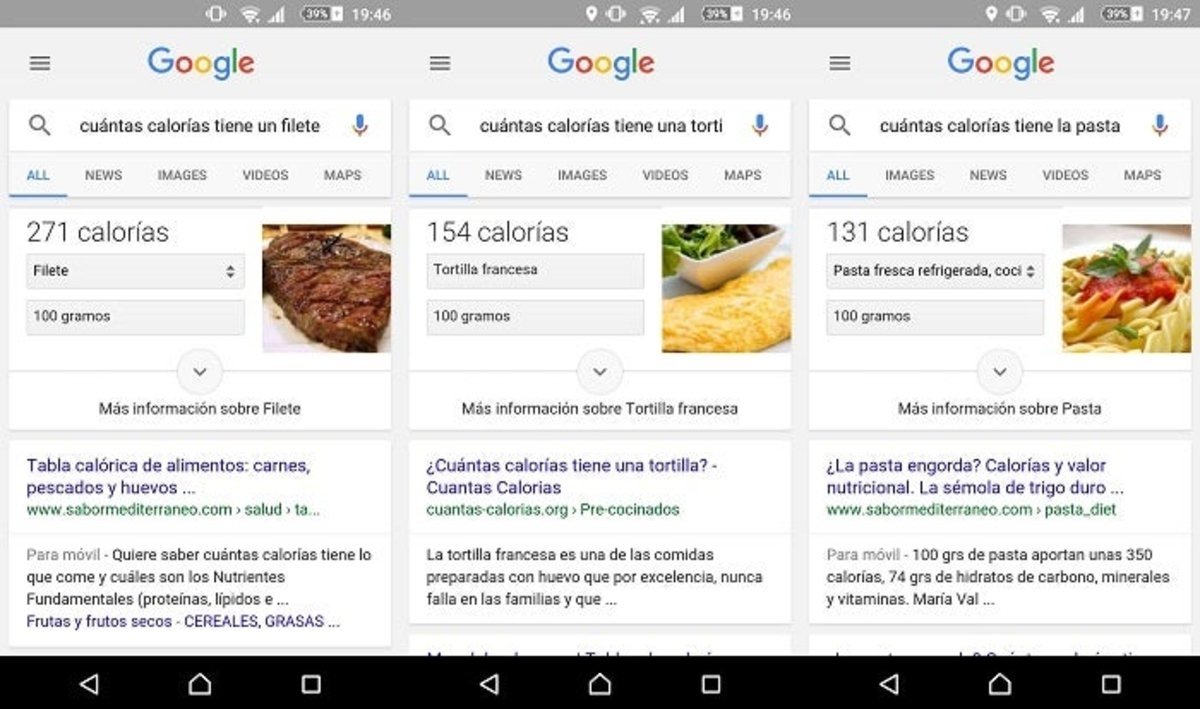 Google Now comida