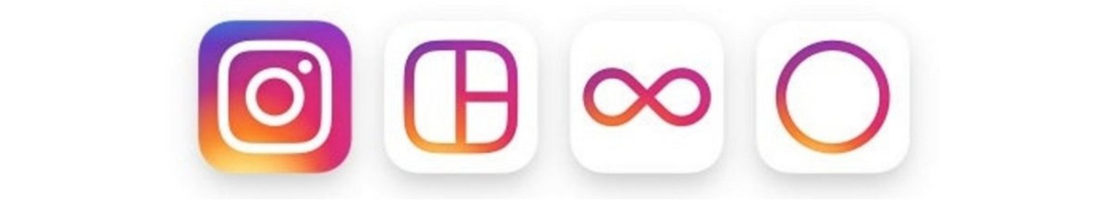 Nuevos logos de Instagram, Layout, Boomerang y Hyperlapse. 