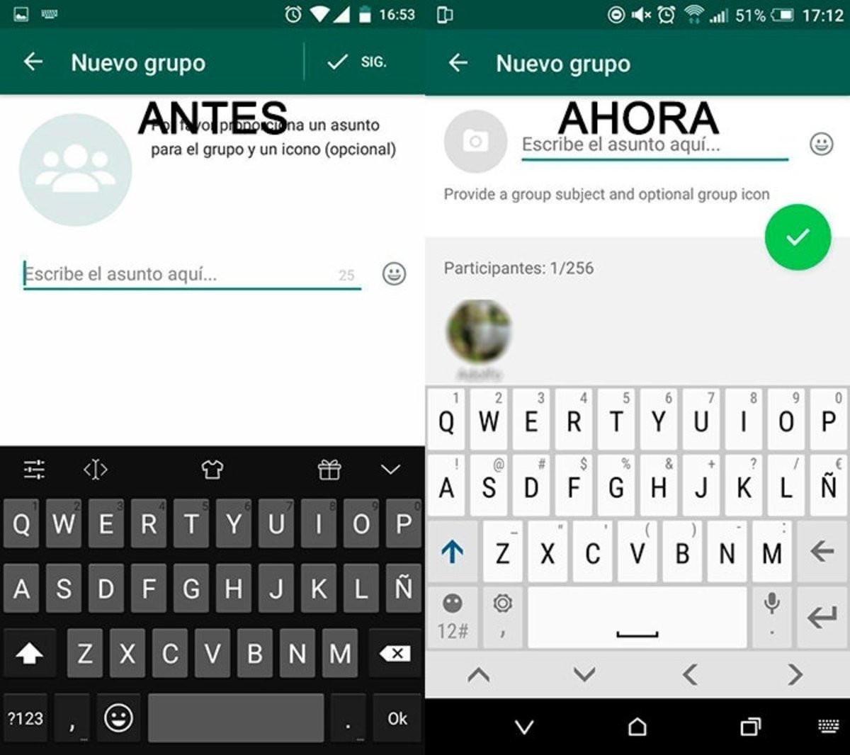 WhatsApp nueva interfaz crear grupos