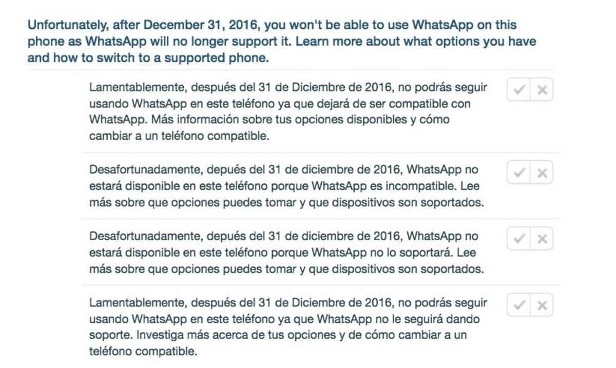 whatsapp dejara de ser compatible