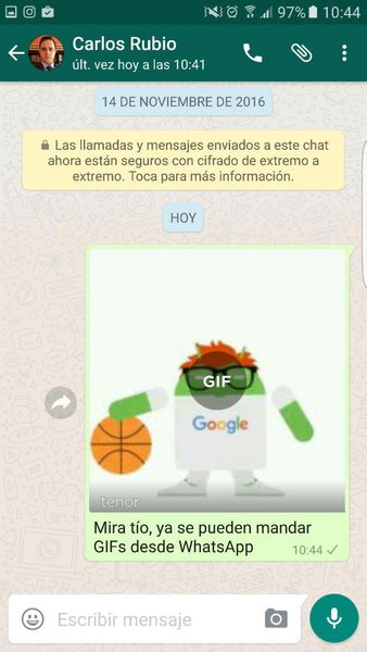 ¡WhatsApp ya permite buscar GIFs en Giphy y enviarlos desde la propia app!