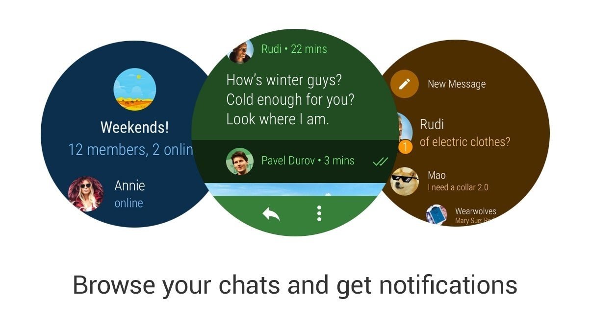 Telegram para Android Wear, temas personalizados