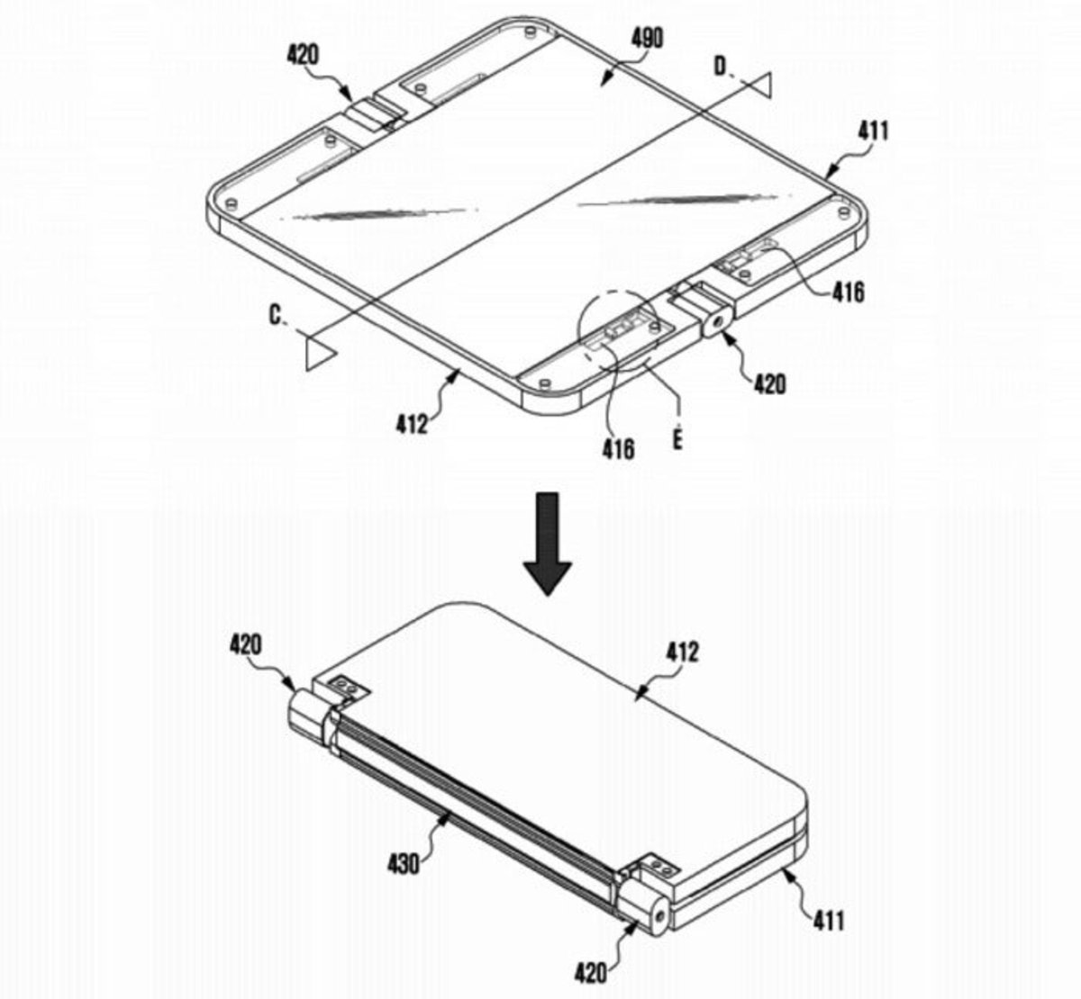 Samsung creó un sistema de bisagras para sus dispositivos plegables según estas patentes