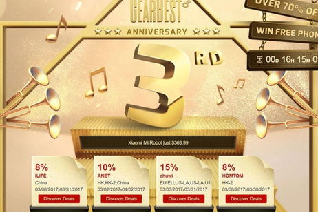 Móviles, tablets y todo tipo de gadgets en oferta con el tercer aniversario de GearBest Móviles, tablets y todo tipo de gadgets en oferta con el tercer aniversario de GearBest