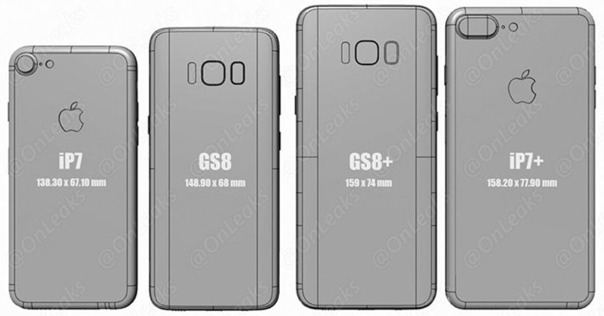 Galaxy S8 comparacion diseño dimensiones iPhone 7 Plus