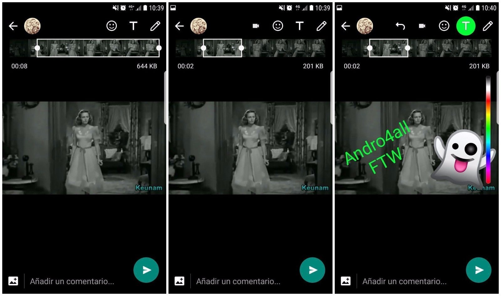Nueva interfaz de edición de vídeo de WhatsApp