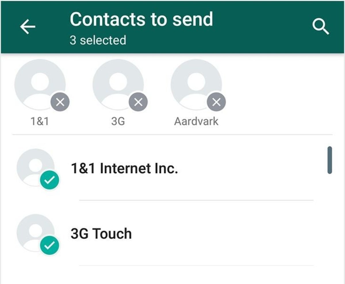 WhatsApp incluye envío múltiple de contactos 1