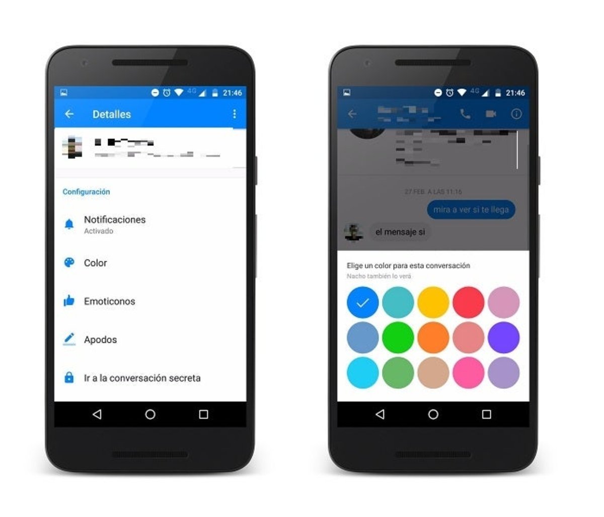 cambiar color chat facebook messenger