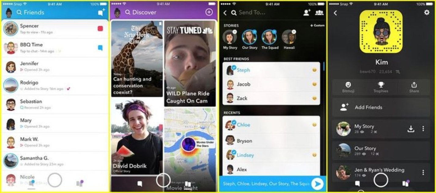 Capturas de pantalla nueva app Snapchat