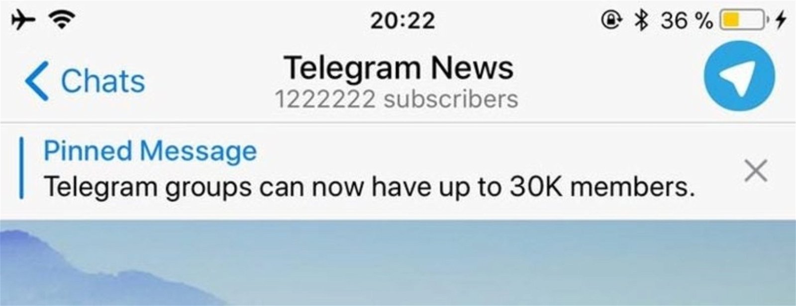Mensaje fijado canal Telegram