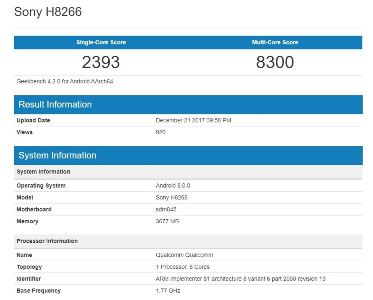 Sony H8266 con SD845