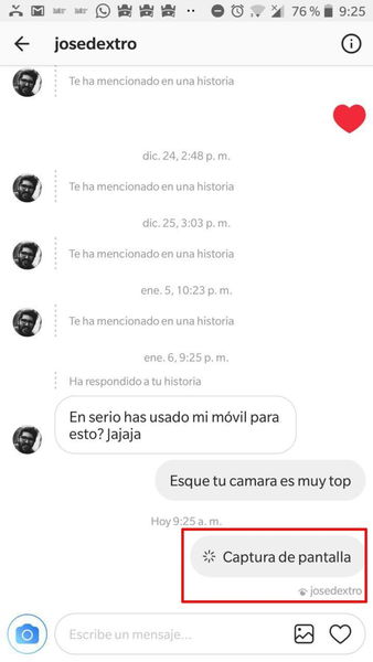 Cómo funcionan las notificaciones de captura de pantalla de Instagram