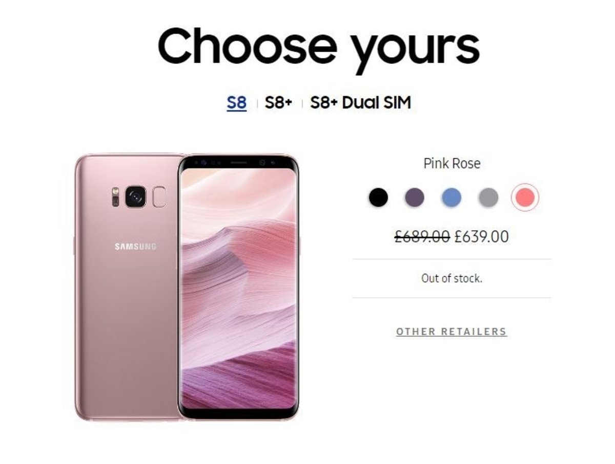 Colores del Galaxy S8 en UK