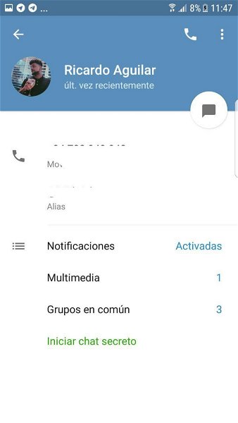 Perfil normal en Telegram