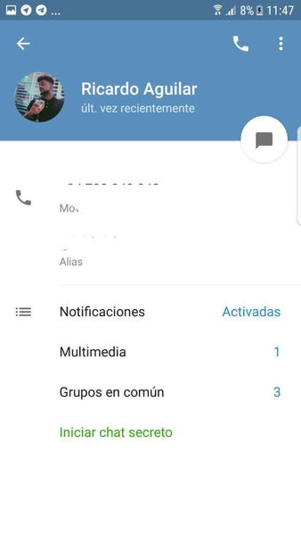 Perfil normal en Telegram