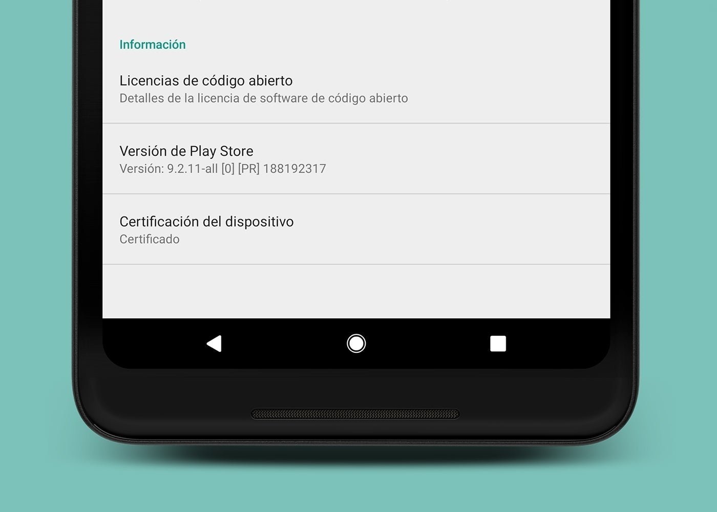 Dispositivo certificado en Google Play