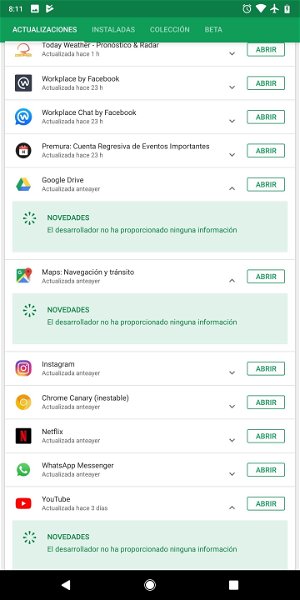 Google Play estrena (otra vez) las listas de cambios en la página de actualizaciones