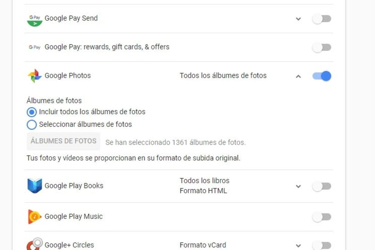 Descargar fotos vídeos Google Fotos