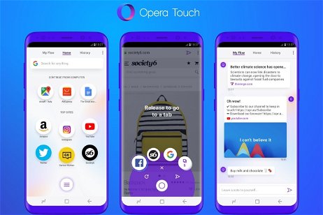 El nuevo navegador Opera Touch para Android está pensado para que lo uses con una mano